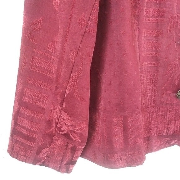 Vintage Patchwork-Look Textured Jacket, Burgundy/Maroon Red, Large - Picture 4 of 9